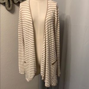 Tan and cream stripe light cardigan sweater Size M